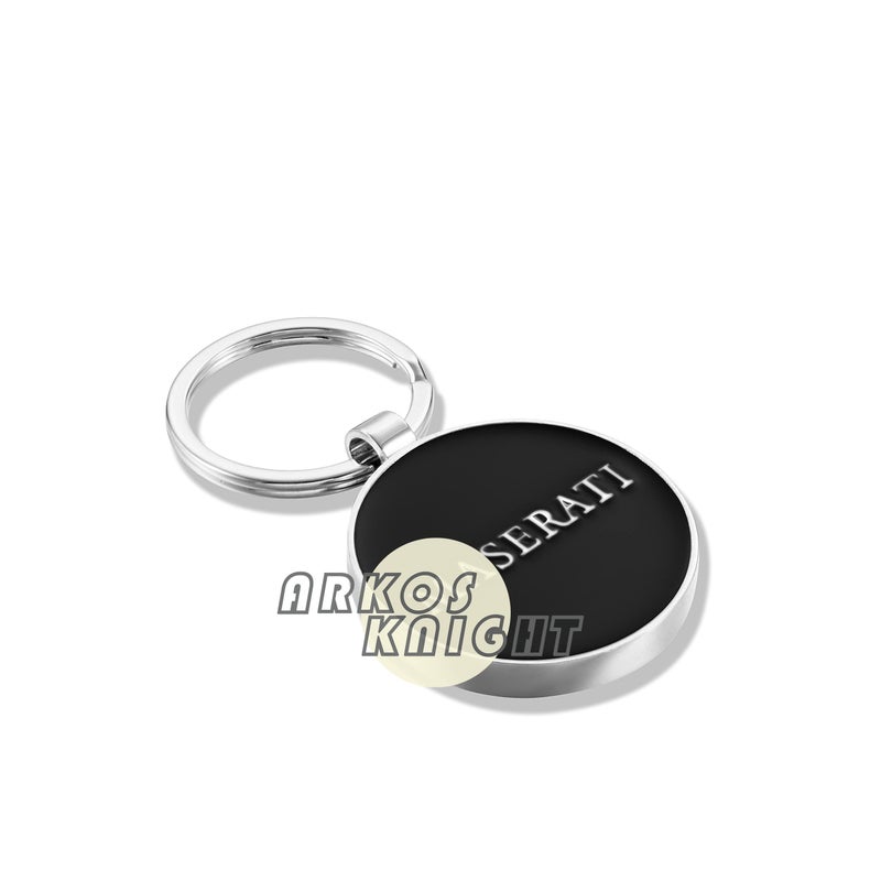 ARKOSKNIGHT Creative Car Logo Keychain for Car 3D Chrome Metal Alloy Key Chain Gifts for Women and Men Keyring Universal Size(Meserati Black) - Image 2